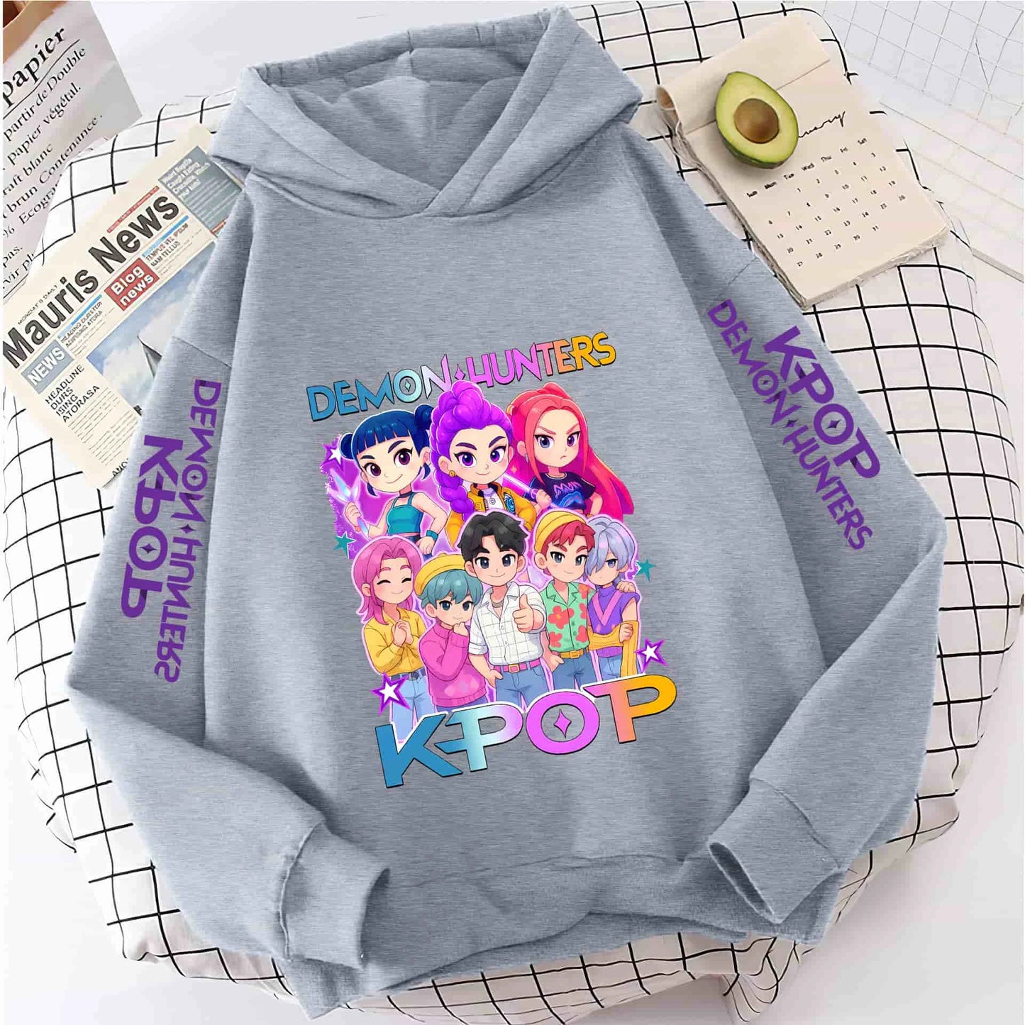 Cute Girls Hooded Sweatshirt Warm Rumi KPop Demon Hunter Cartoon Children's Wave Fashion Casual Tops Casual Black Pink Clothing