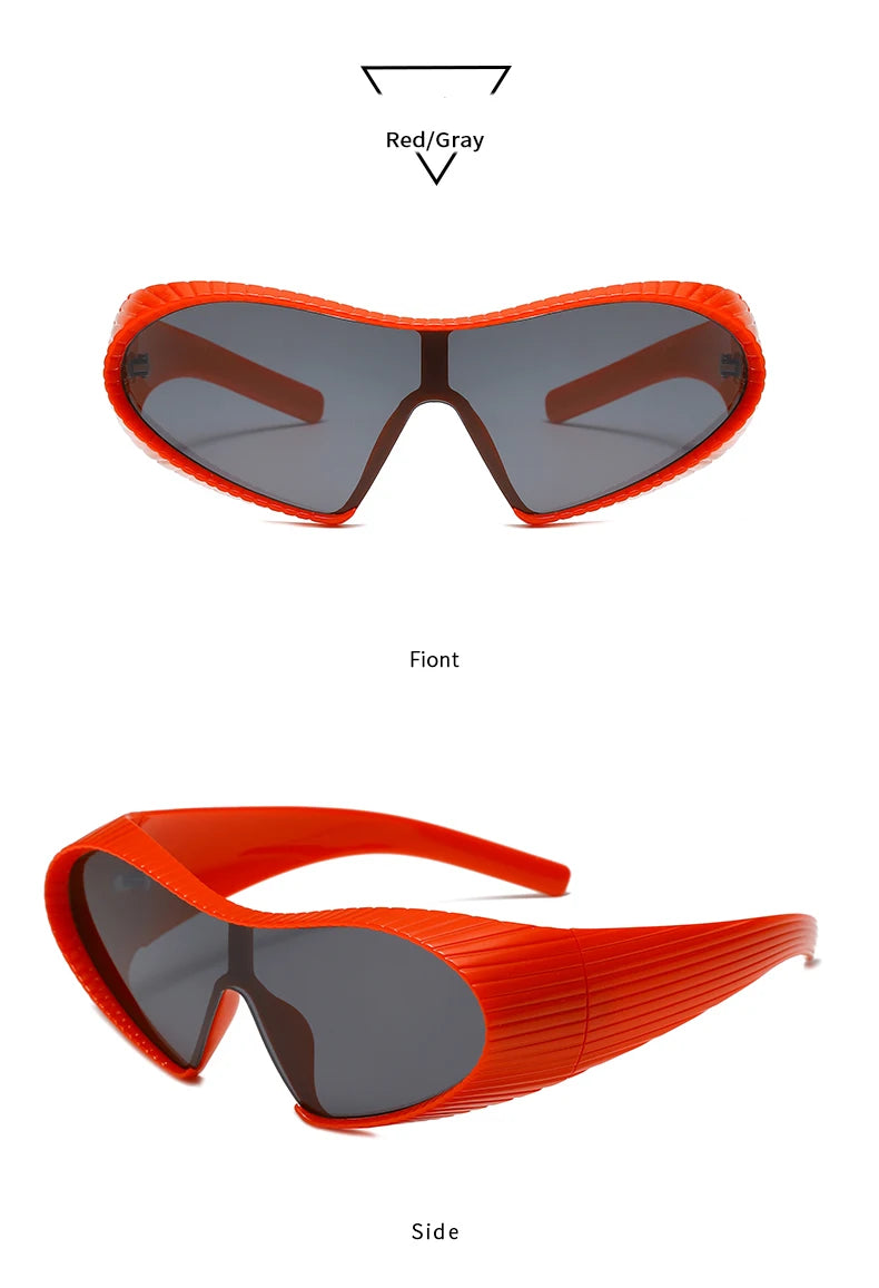 New Alien Uv Resistant Sunglasses, Punk Goggles, Futuristic Y2k Large Frame Integrated Sunglasses 7751