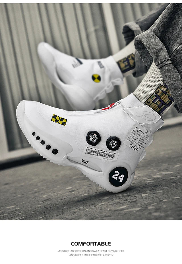 New basketball shoes male high top students wear-resistant outdoor concrete actual combat flying woven breathable combat boots