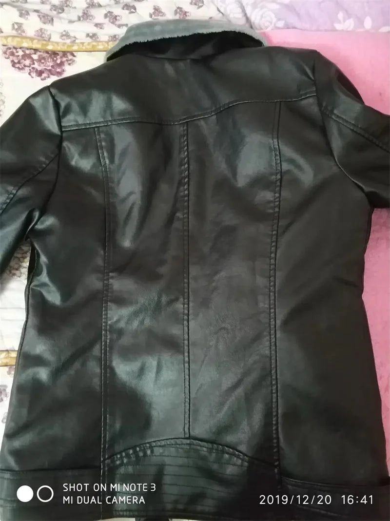 2022 New Winter PU Leather Jacket Women Short Blazers Coat Fleece Double-faced Fur Leather Outerwear Lady Slim Suit Tops Jackets
