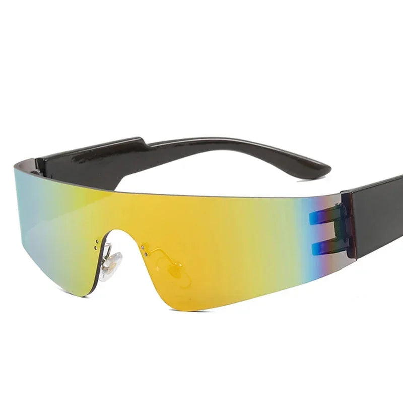 Steampunk Sunglasses for Men Women Y2K Sense of Tech None Frame Sun Glasses Men One Pieces Fashion Punk Goggle Eyewear UV400