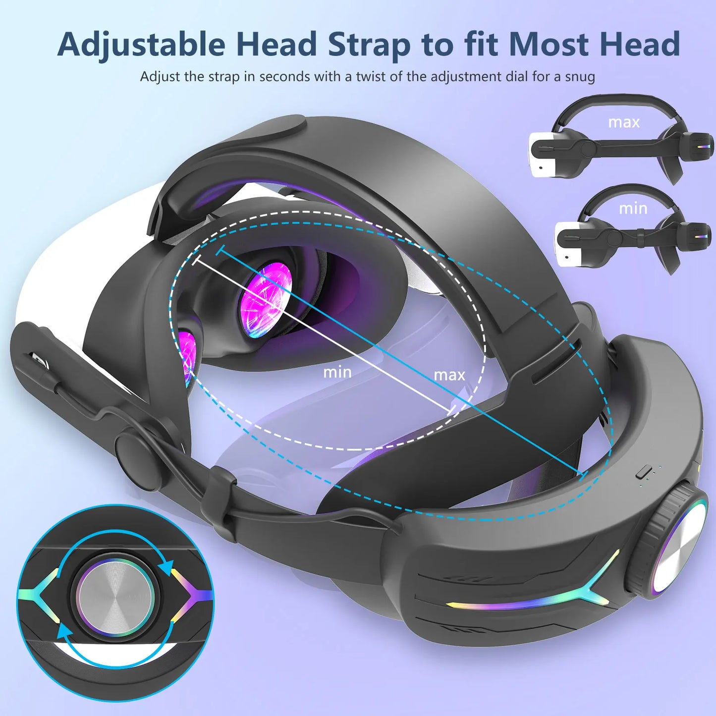 mtomatovr for Meta quest3s/quest3  Battery Head Strap  Extends 4-6 Hours  RGB Light Fast-Charging vr accessory Elite Replacement