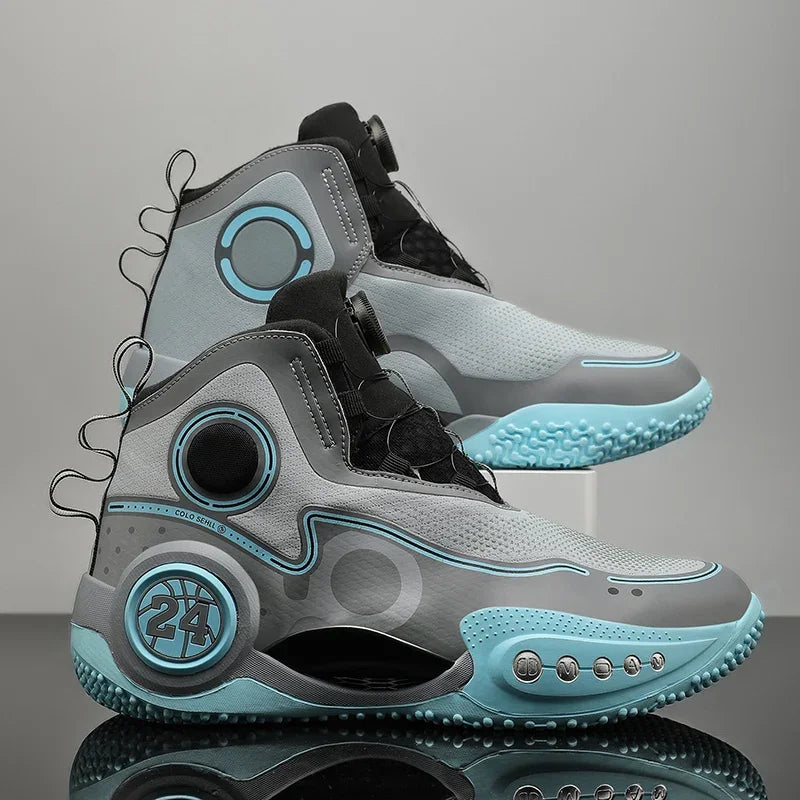 High-top Men Basketball Shoes Kids Rotating Button Basket Boots Brand Design Sneakers Men Outdoor Basketball Training Shoes Male