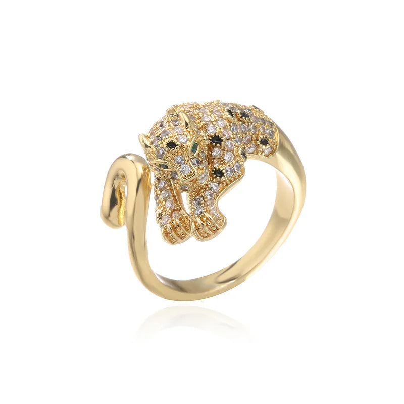 2025 New Fashion Statement Big Animal Ring For Women Girl Party Jewelry Gold Color Hollow Leopard Open Ring Wholesale