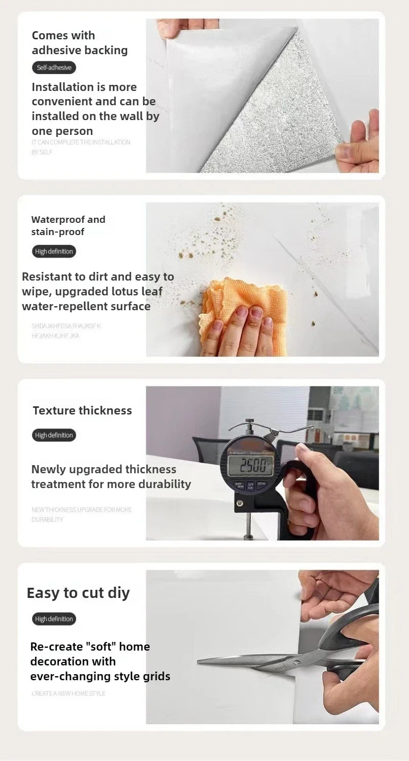 10-40PCS Imitation Marble 3D Ceramic Tile Wall Renovation Decoration Sticker Waterproof Self-adhesive Home Floor Sticker