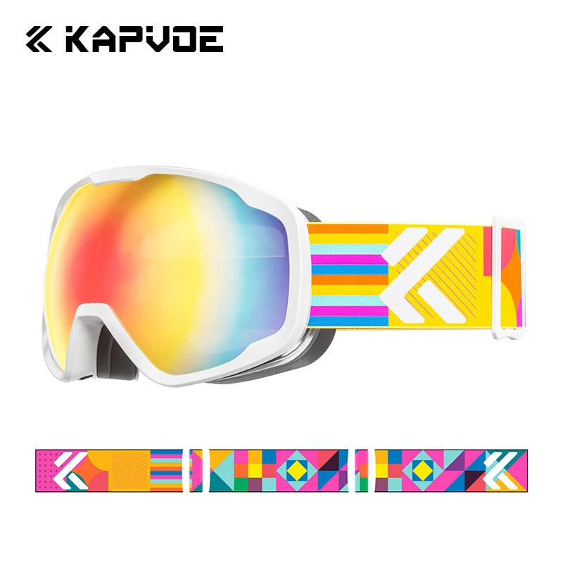 KAPVOE Kids Ski Goggles Double UV400 Kids Skiing Mask Glasses 4-15 years old Professional Anti-fog Child Snowboard Goggles