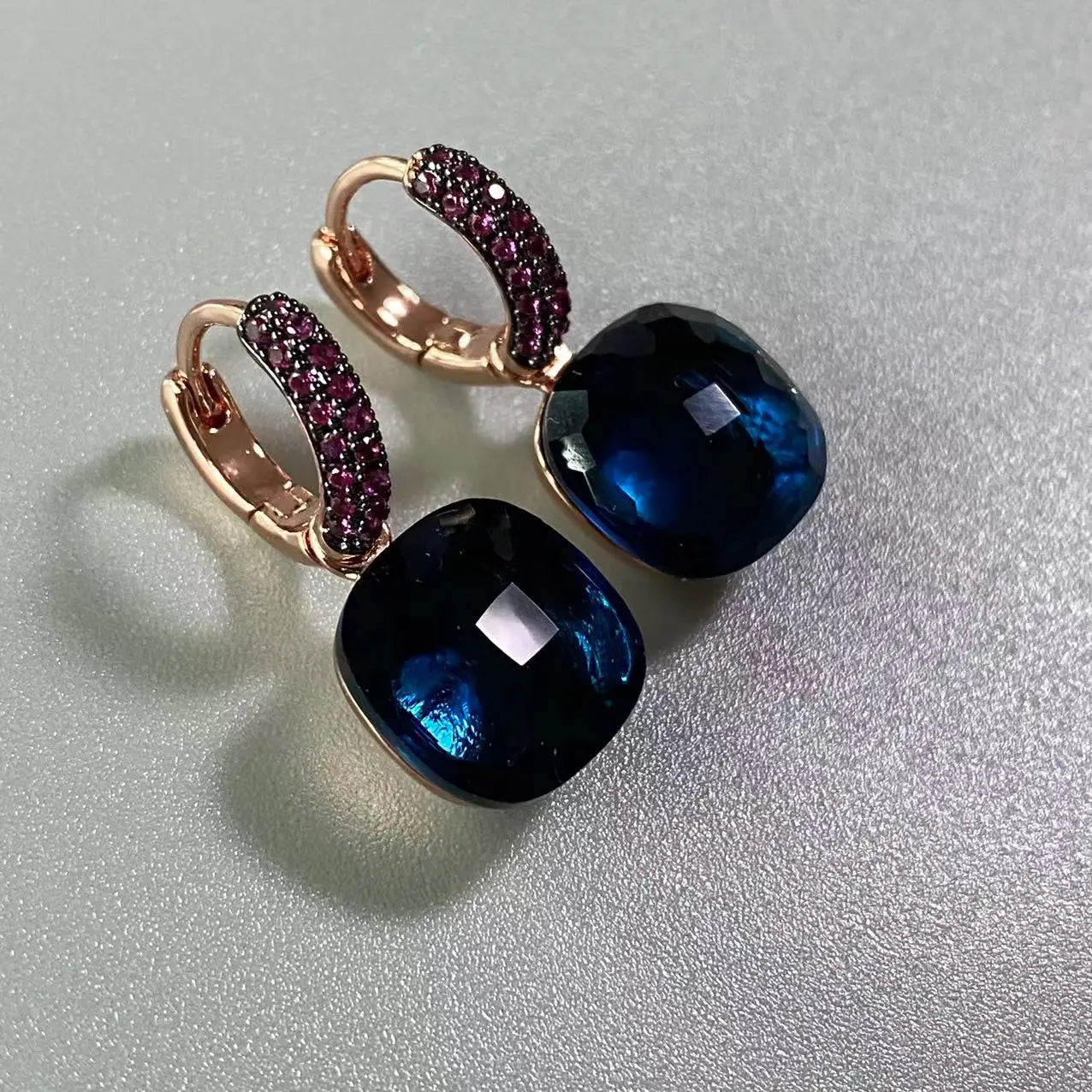12.6mm Flat Nudo Earrings Inlay Black Zircon Candy Color Crystal Earrings For Women Drop Earrings Fashion Jewelry Gift