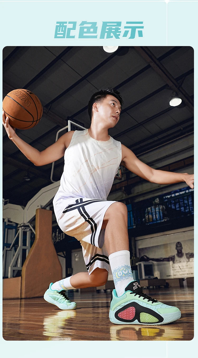 Men's Basketball Shoes Breathable Cushioning Non-Slip Wearable Runing Shoes Gym Training Athletic Basketball Sneakers for Women