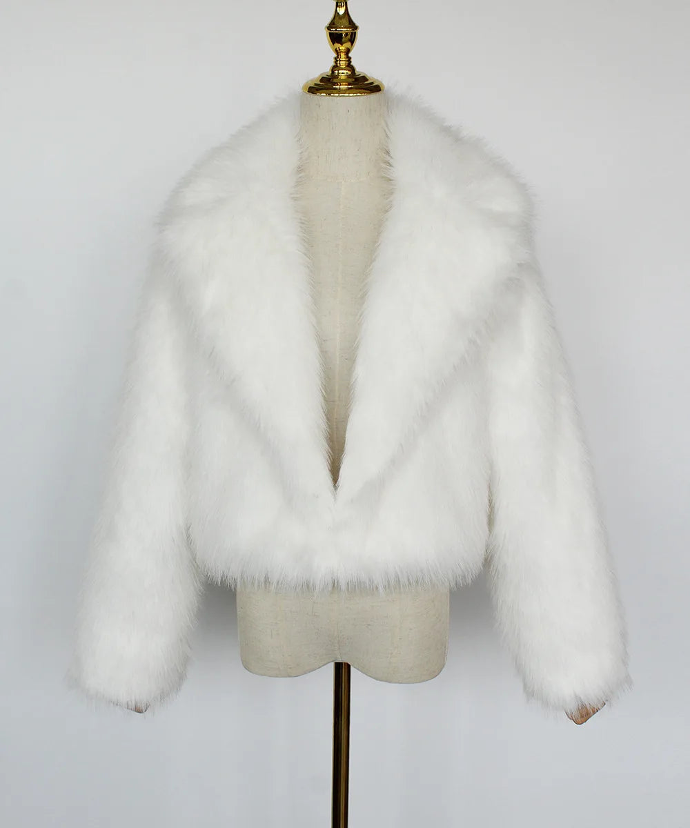 2025 Female Winter Brown Faux Fur Coat For Women Casual Long Sleeve Fluffy Plush Jacket Lady Solid Thick Fake Fur Warm Cardigan