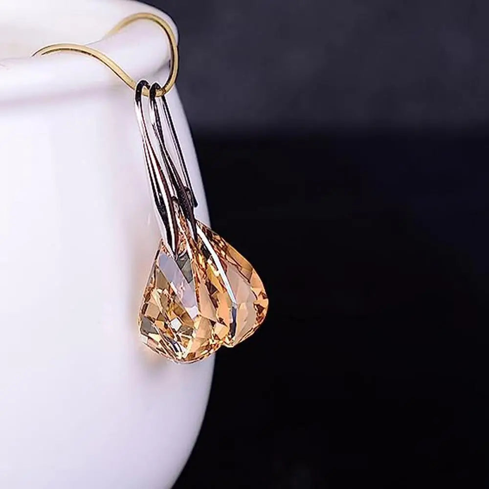 Lymphatic Slimming Magnetic Weight Loss Earrings for Women Sparkly Rhinestone Dangle Quartz Stone Lymphatic Drain Earrings