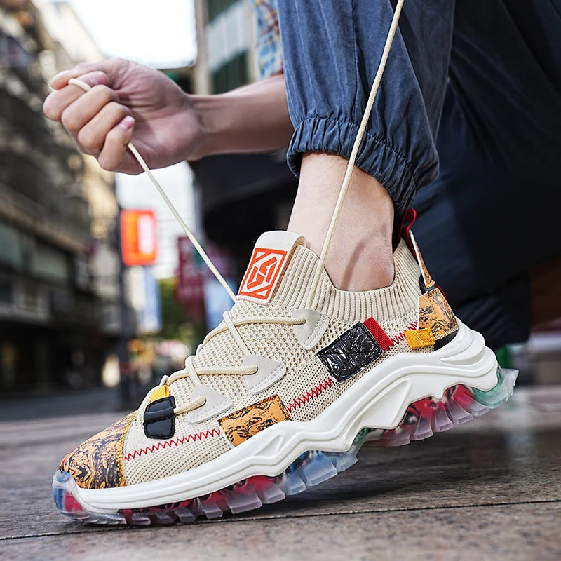 Men's Casual Sneakers Breathable Luxury Trainer Race Shoes Fashion Loafers Running Shoes for Male Comfortable Tenis