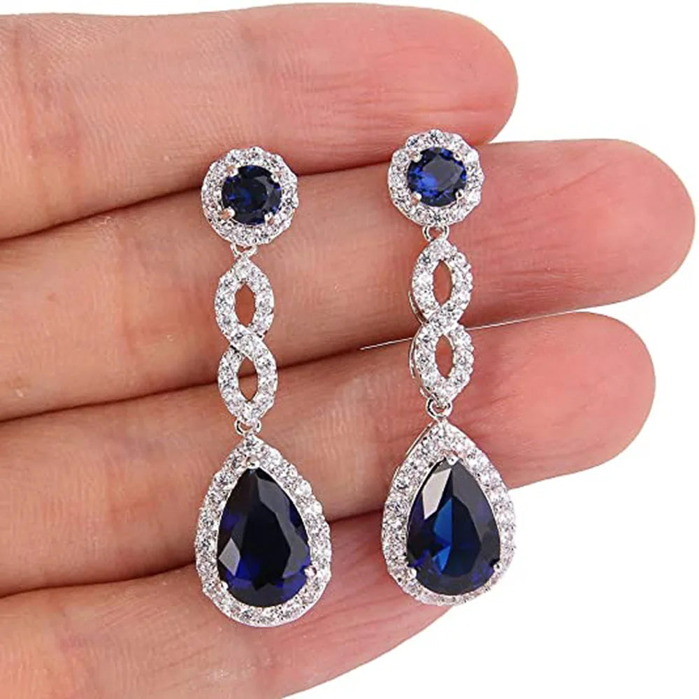 Luxury Square Purple Cubic Zirconia Crystal Earrings  for Women New FashionExquisite Fashion Gold Color Dangle  Wedding Jewelry