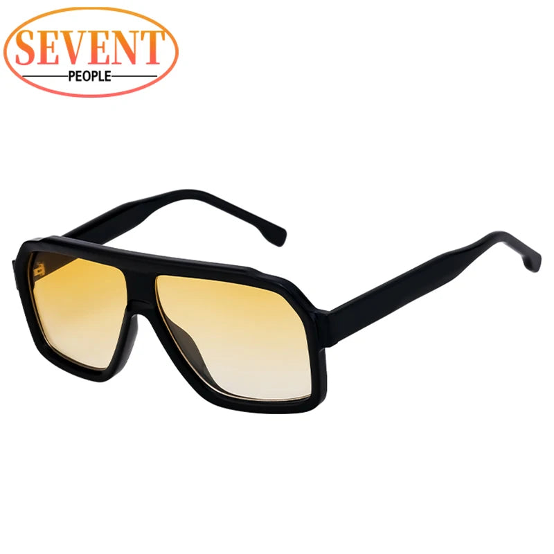 Classic Oversized Square Sunglasses Men 2024 Luxury Brand Trendy Metal Big Frame Goggles Eyewear Stylish Sun Glasses For Ladies