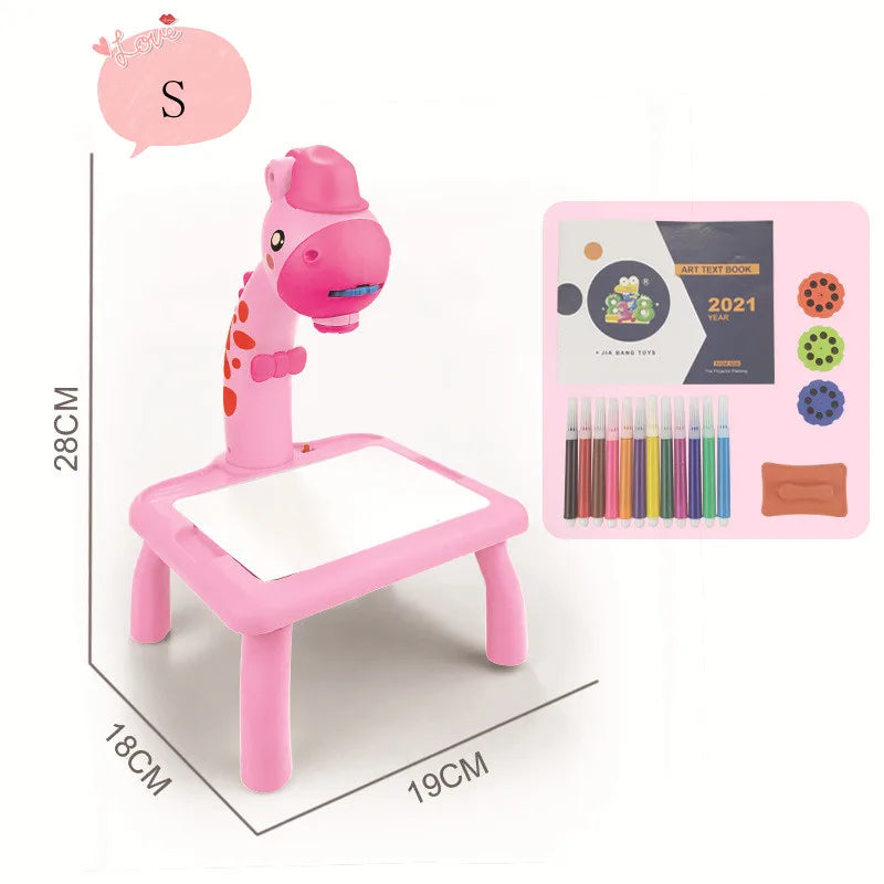 Kids LED Projector Drawing Table Toy Set Table Painting Board Desk Educational Learning Paint Tools Toys For Children