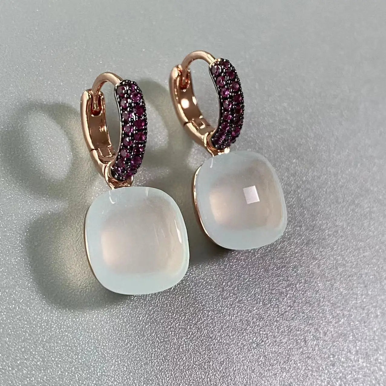 12.6mm Flat Nudo Earrings Inlay Black Zircon Candy Color Crystal Earrings For Women Drop Earrings Fashion Jewelry Gift