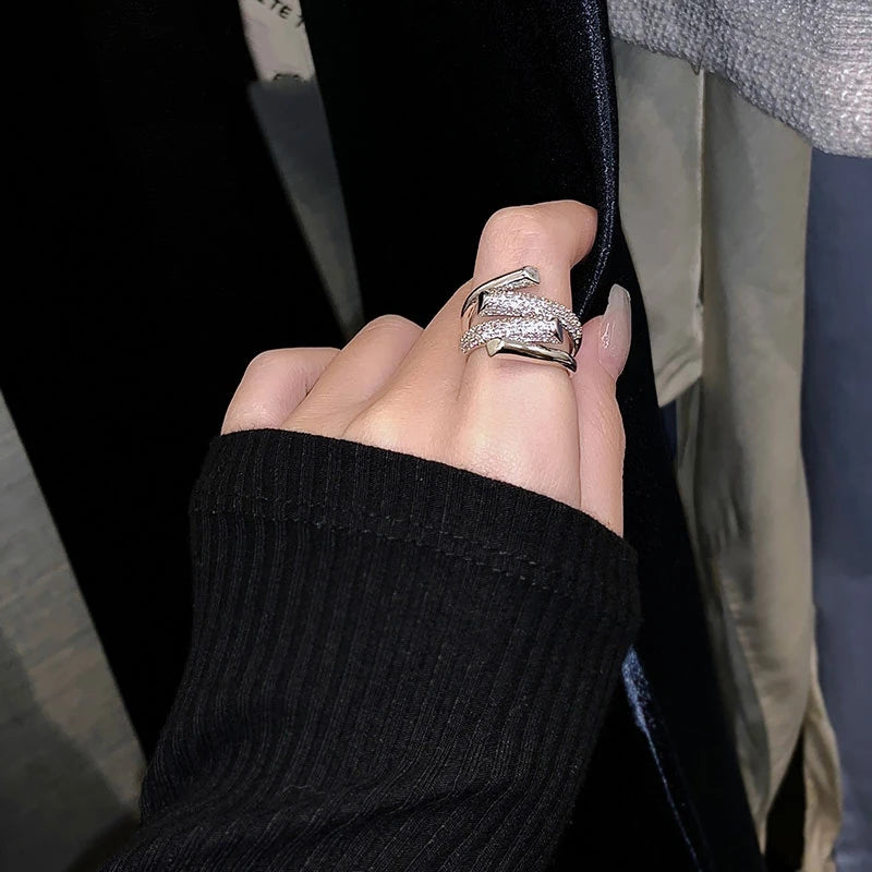 UILZ 2025 NEW French Elegant Multi-layered Rings For Women Luxury Exquisite Zircon 18K Gold-plated Ring Not Fading Jewelry Gift