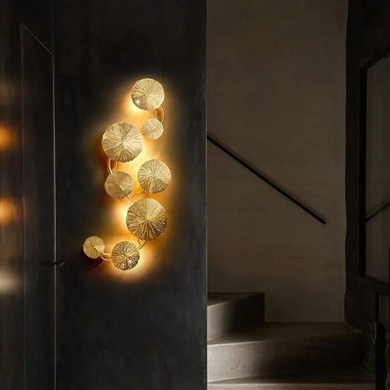 Nordic Modern Minimalist Hardware Lotus Leaf Wall Lamp Bedroom Living Room Study Lighting