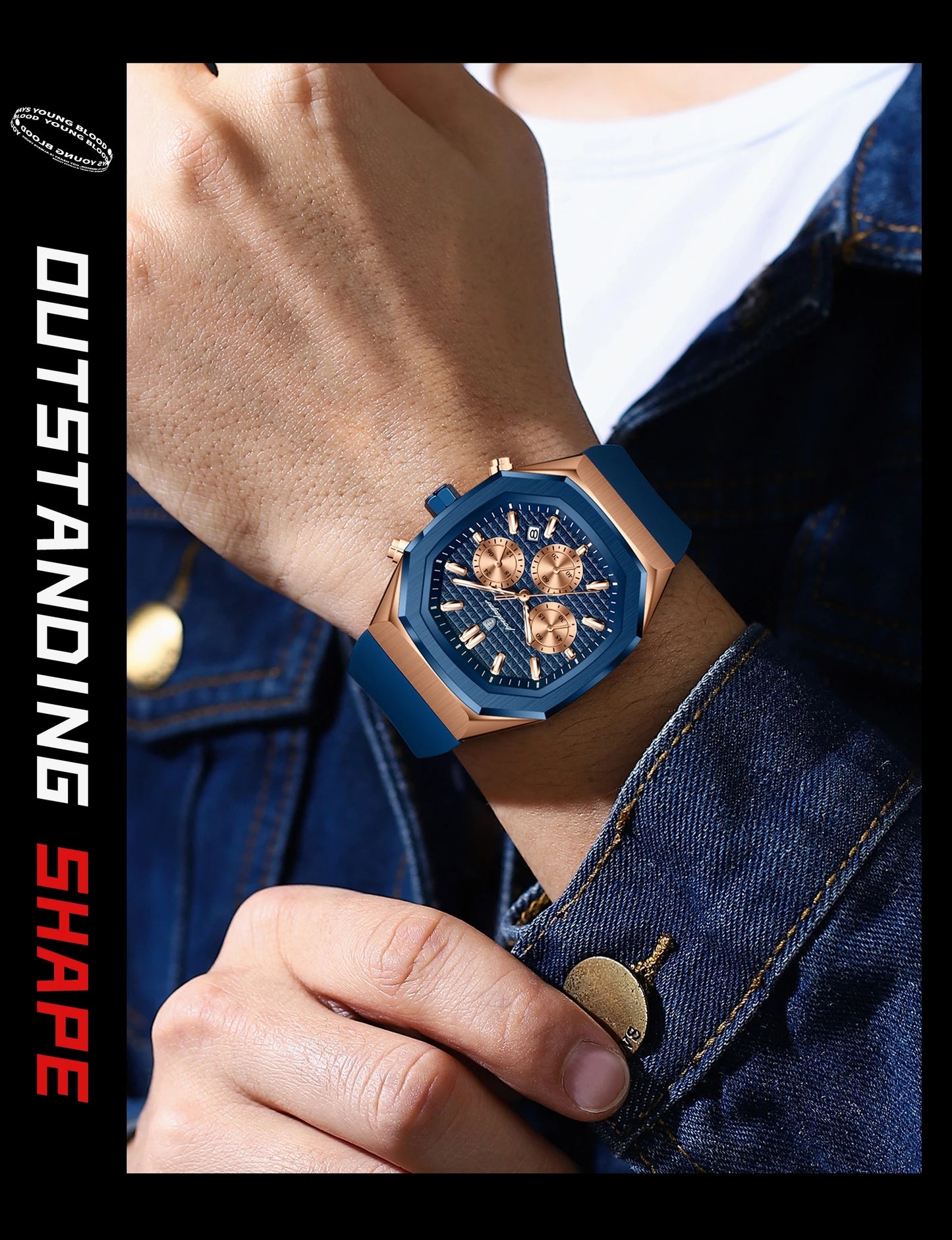 POEDAGAR New Luxury Watches For Men Waterproof Luminous Chronograph Date Man Watch Silicone Strap Fashion Quartz Men Wristwatch