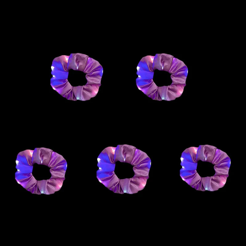 1/10 Pcs LED Luminous Scrunchies Glowing Hairband Girl Light Up Hair Scrunchy Birthday Party Headwear Supplies Hair Accessories