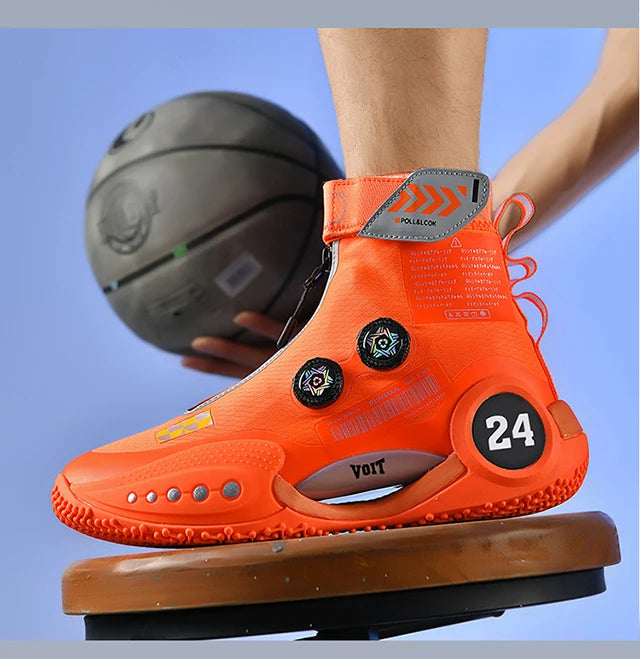 New basketball shoes male high top students wear-resistant outdoor concrete actual combat flying woven breathable combat boots