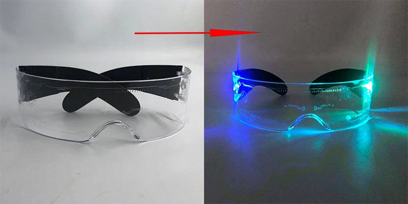 Fashion Luminous Decorative Glasses Neon Light Decoration LED Sunglasses For Nightclub DJ Dance Music Rave Costume Night