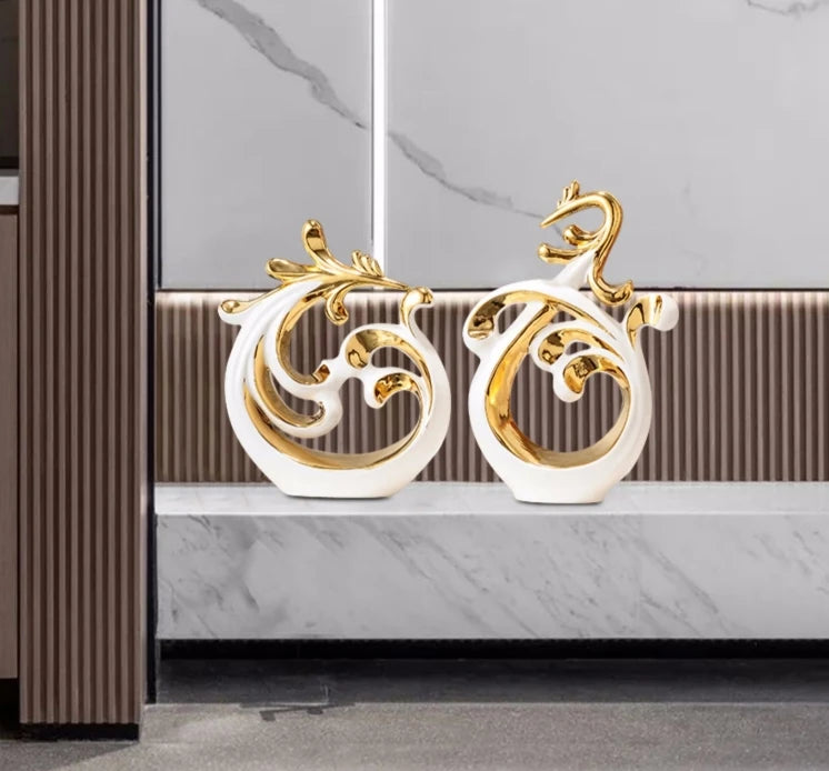 Simple Abstract Phoenix Ceramic Sculpture Home Livingroom Desktop Statue Ornaments Cabinet Table Figurines Decoration Crafts