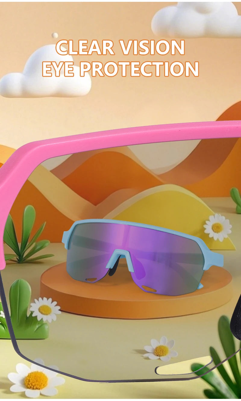 SCVCN Children Outdoor Cycling Sunglasses MTB Camping Glasses Teenager Sports Road Bike Eyewear Girls UV400 Protective Goggles