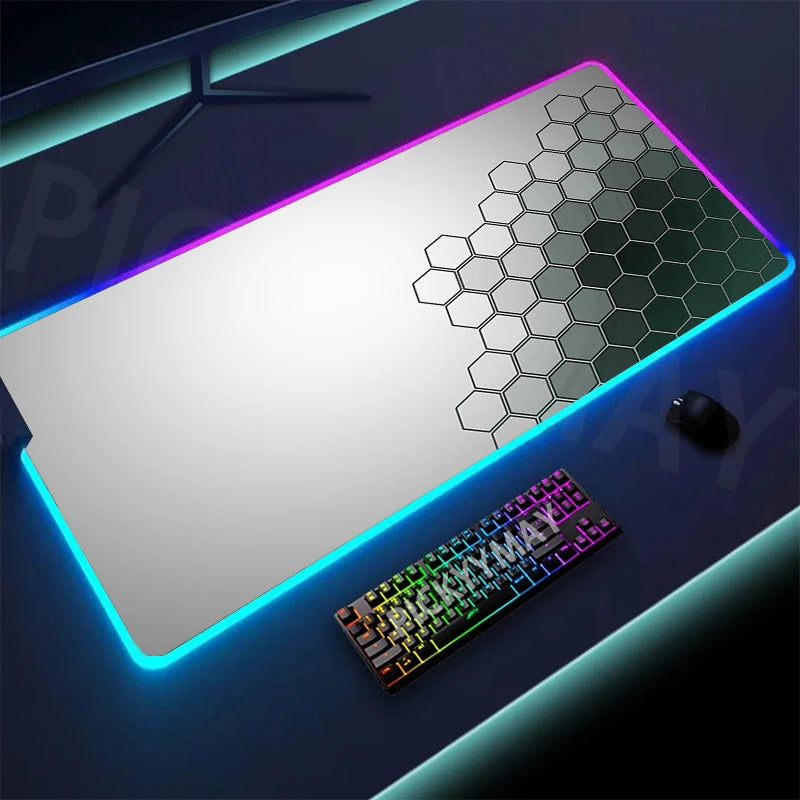 Geometry Large RGB Gamer Mousepad 40x90cm Mouse Mat Gaming Mousepads LED Keyboard Mats Luminous Desk Pads Mouse Pad For PC