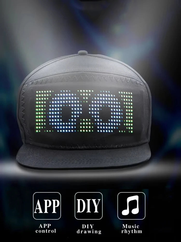 2025 New LED Cap, Multi-Language APP Control DIY Editing Light Up Cool Hat (Text, Music, Image, Drawing) For Men Women