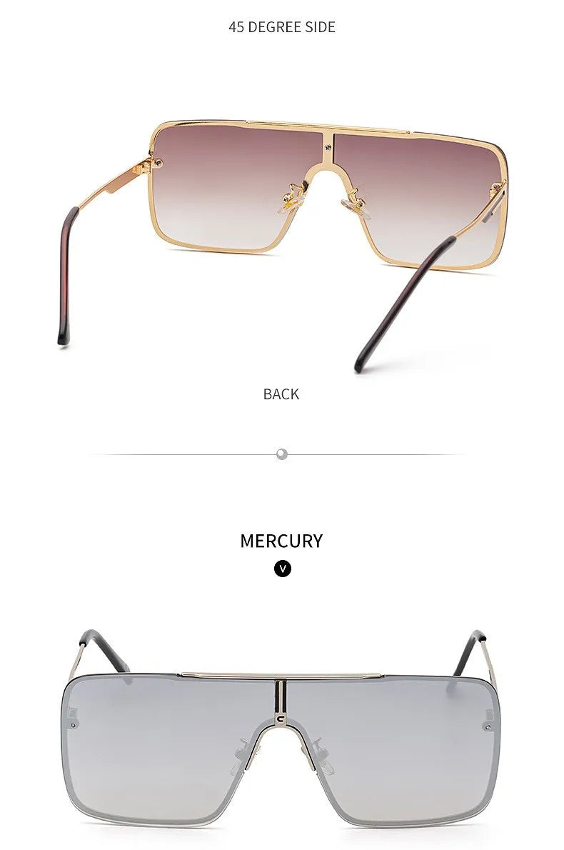 Fashion Oversized Square Sunglasses For Men Big Frame 2025 Luxury Brand Design Metal Frame Sun Glasses Man Retro Shades Eyewear