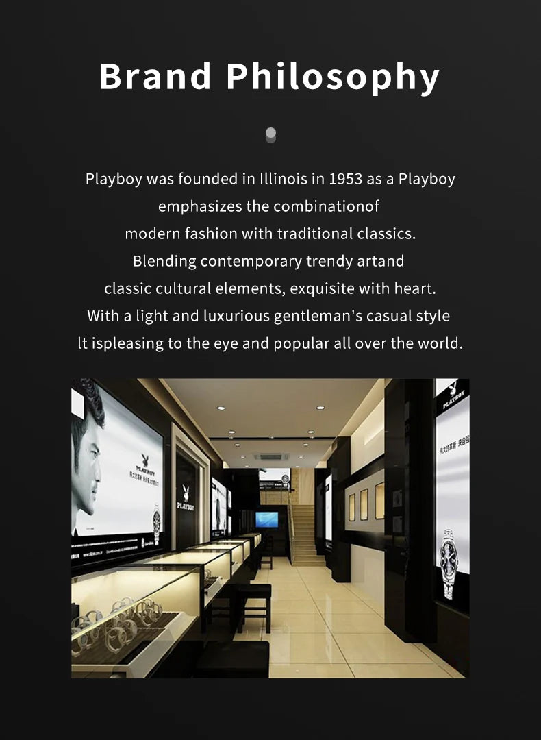 PLAYBOY Top Brand Trend Quartz Watch for Men Original Silicone Strap Men's Watches Waterproof Calendar Multifunction Male Watch