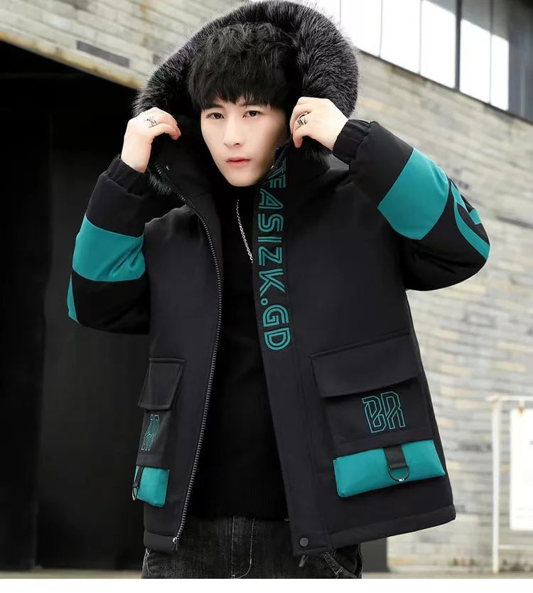 Winter cotton jacket men's thick warm men's cotton jacket loose winter jacket youth down cotton jacket fashionable cotton jacket