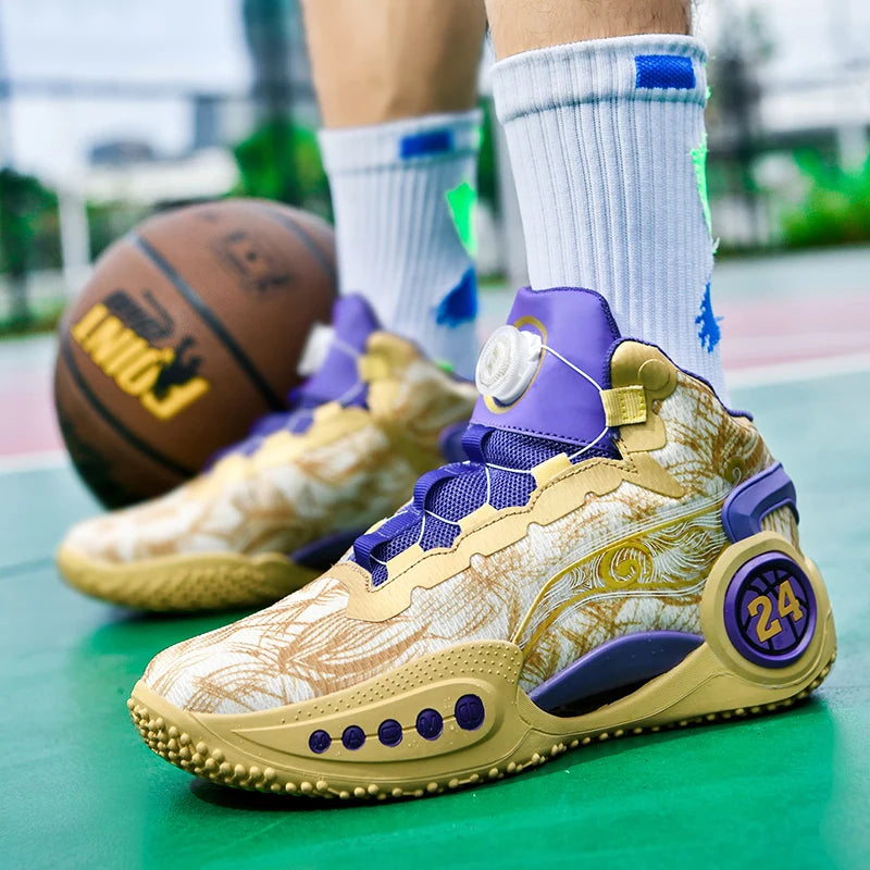 Men's Basketball Shoes Breathable Cushioning Non-Slip Wearable Sports Shoes Gym Training Athletic Basketball Sneakers for Women