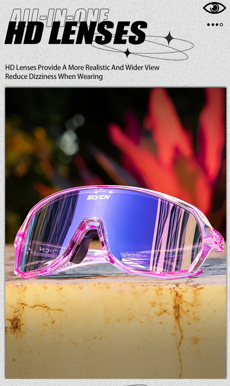 SCVCN New Outdoor Cycling Glasses Bike Sunglasses Men UV400 Eyewear Sports MTB Goggles Bicycle Women Riding Hiking Sunglasses