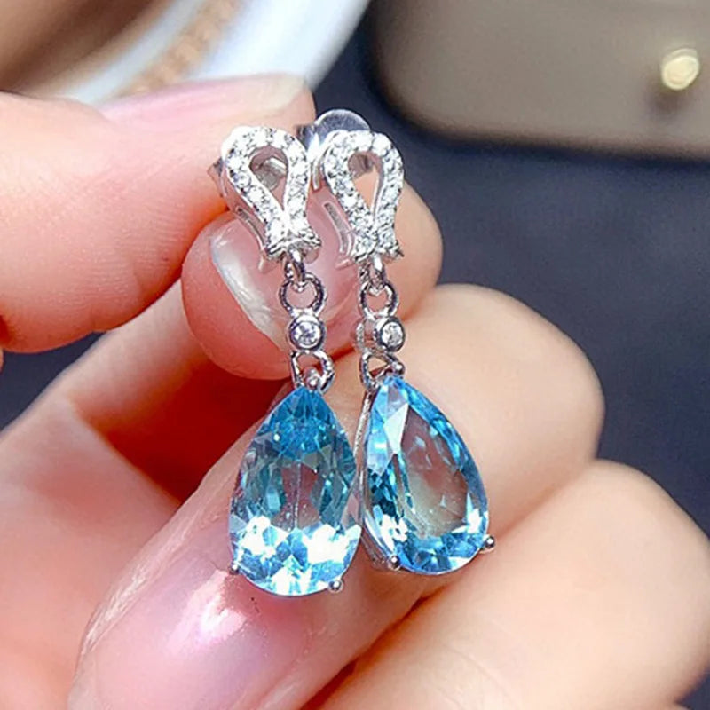 Luxury Square Purple Cubic Zirconia Crystal Earrings  for Women New FashionExquisite Fashion Gold Color Dangle  Wedding Jewelry