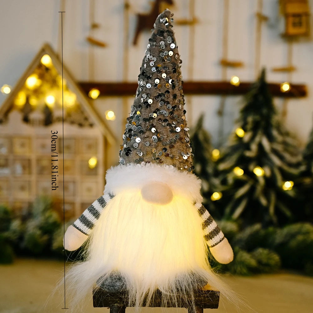 Christmas LED Glowing Gnome Merry Christmas Dwarf Doll with Light Xmas Decoration Night Light 2025 Navidad Kids New Year Gift