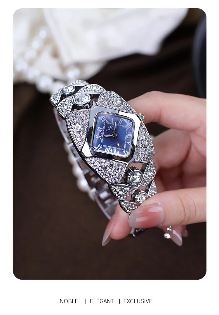 2025 New Women Watch Light Luxury Brand Diamond Inlaid Bracelet Watches Waterproof Ladies Fashion Quartz Clock Wristwatch Gift