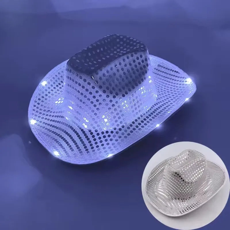 Blinky LED Light Cowboy Cowgirl Hat Flashing Cap Glowing Hat Carnival Men Women Bachelorette Party Wedding Bridal Supplies