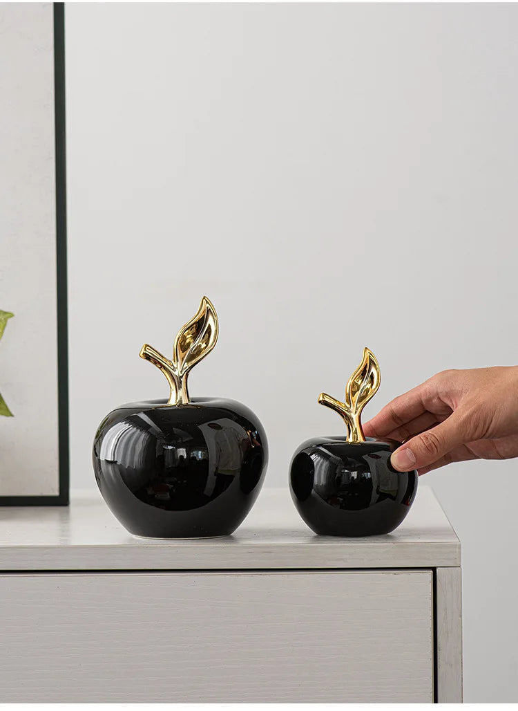 Creative Ceramic Apple Figurines Handicrafts Living Room Art White Apple Sculpture Room Home Decor Accessories Holiday Gifts
