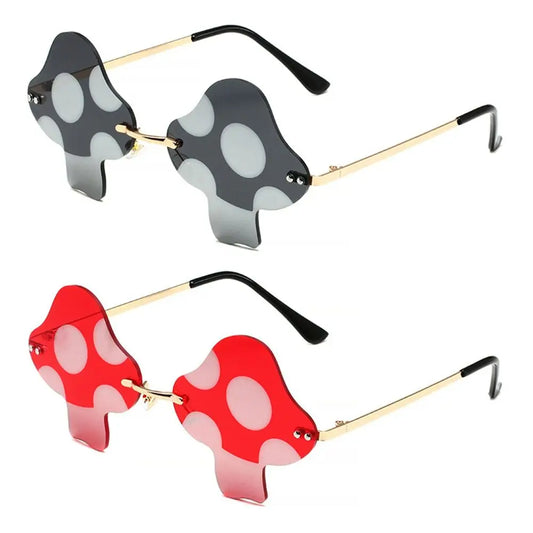 Cartoon Mushroom Shape Sunglasses Women Irregular Rimless Sun Glasses Trendy Funny Sunglasses Outdoor Party Favor Decorations