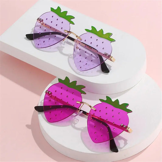Unique Colorful Strawberry Sunglasses for Women Men Festival Party Rave Sun Glasses Christmas Decorations Street Snap Eyewear