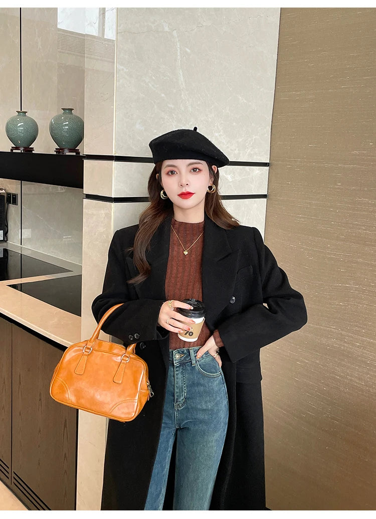 2025 Knitted Pullover Thick Warm Turtleneck Sweater Women Tops Lined Sweater Autumn Winter Streetwear Jersey Knitwear Jumper