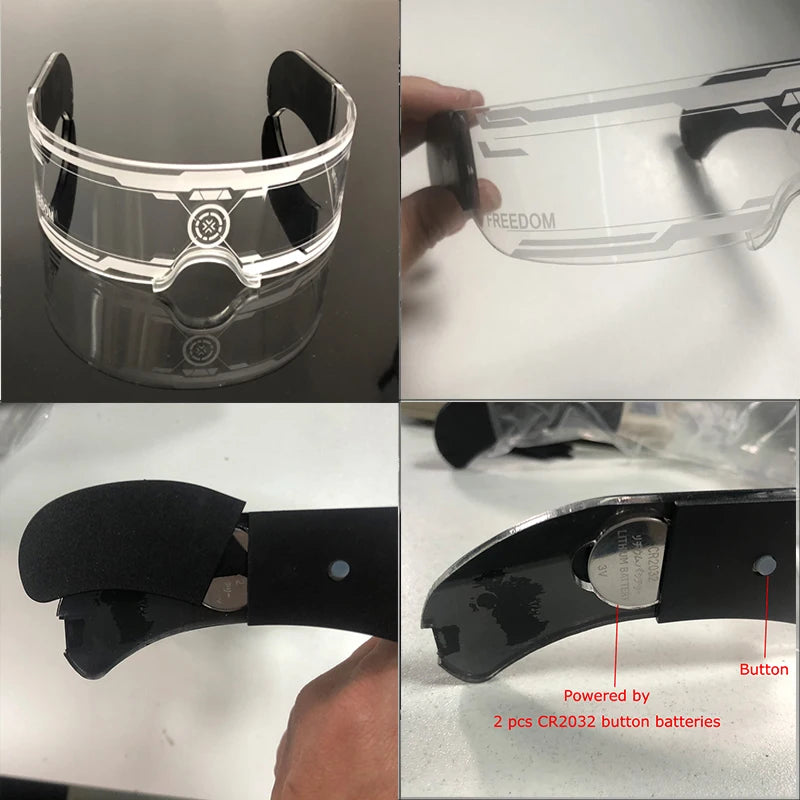 Fashion Luminous Decorative Glasses Neon Light Decoration LED Sunglasses For Nightclub DJ Dance Music Rave Costume Night