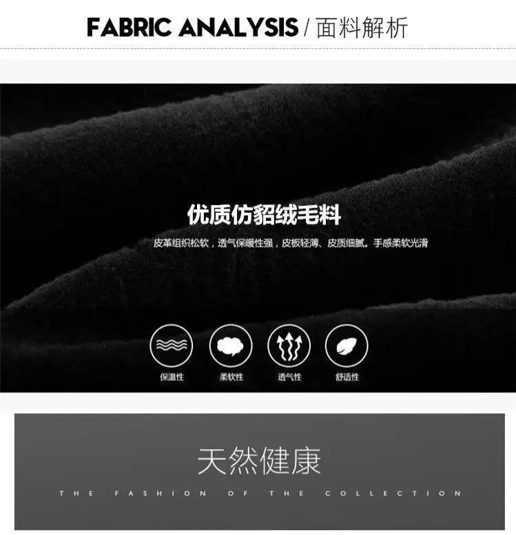 New fur coat with wide collar, whole mink winter thickened, long imitation mink fur men's coat, high-end mink fur coat M-6XL