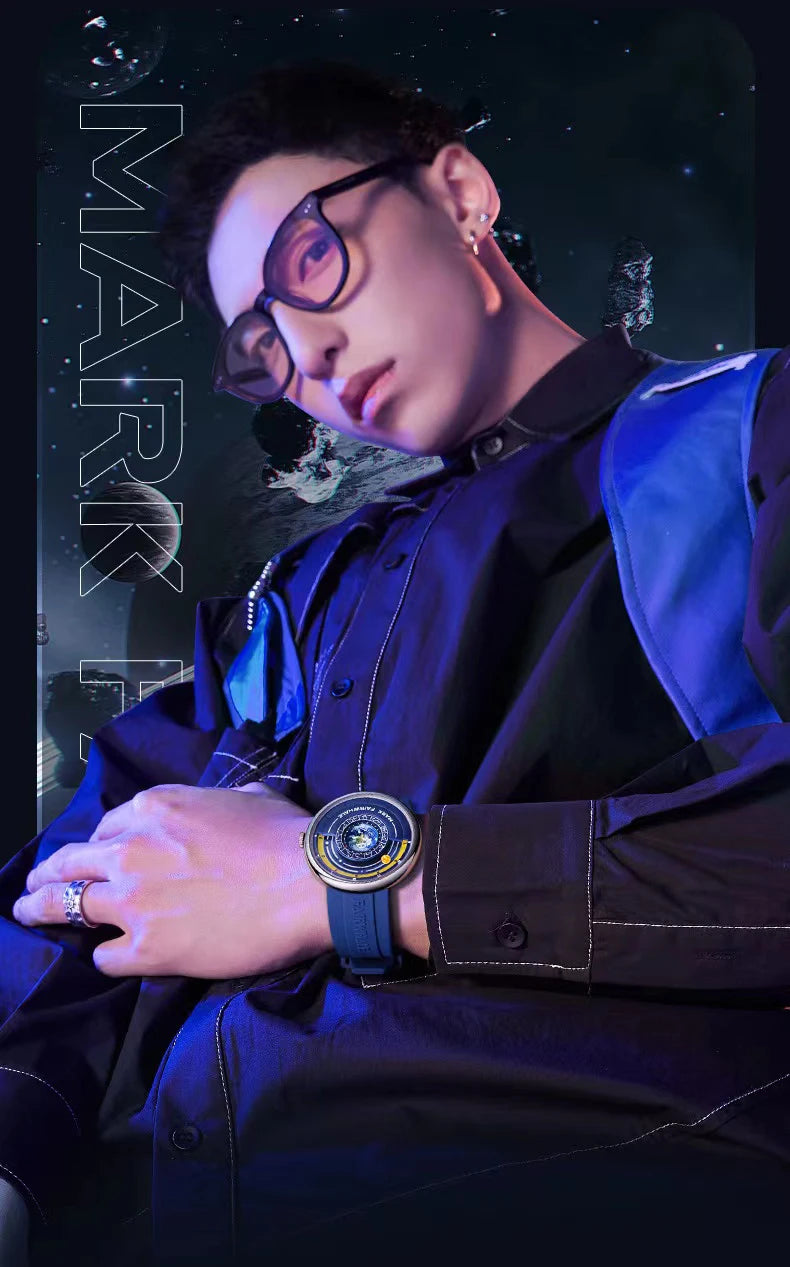Mark Fairwhale 5700 Men's Watches Brand Silicone Strap Planet For Men Top Quartz Watch Reloj Hombre