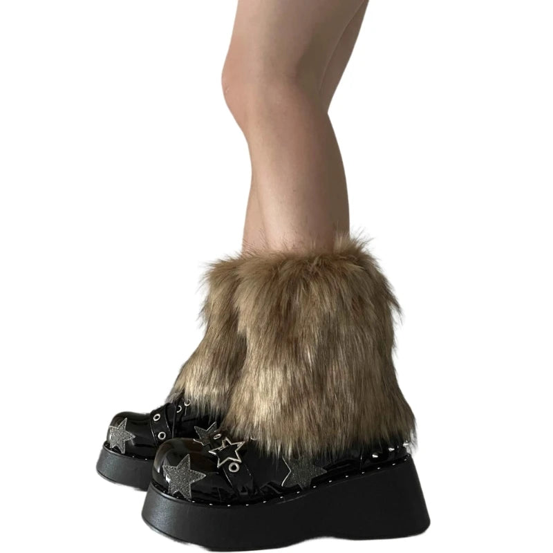 Women's Faux Furs Leg Warmers Sexy Furry Fuzzy Leg Warmers Soft Boot Cuffs Cover