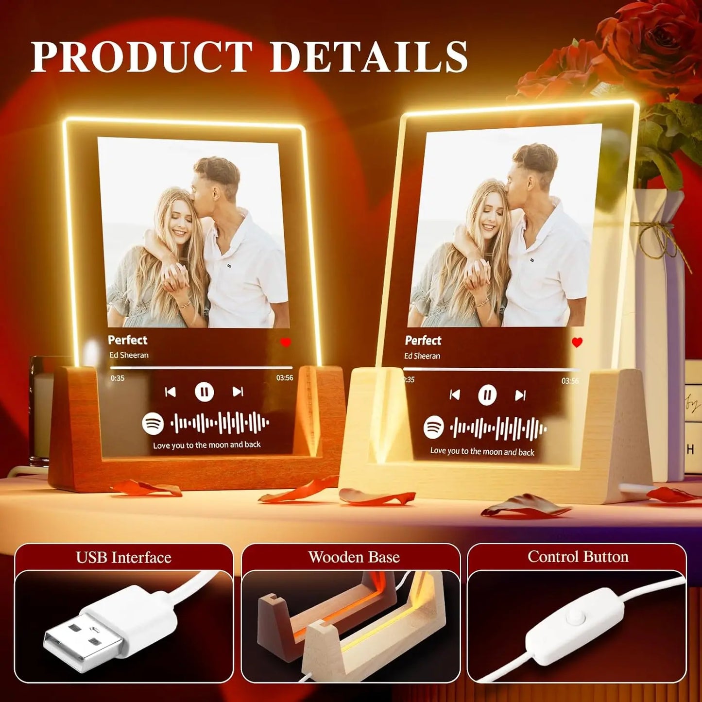 Customized Spotify Music Plaque Gifts For Anniversary Day Personalized Acrylic Photo Frame Lamp Custom Romantic Birthday Gifts