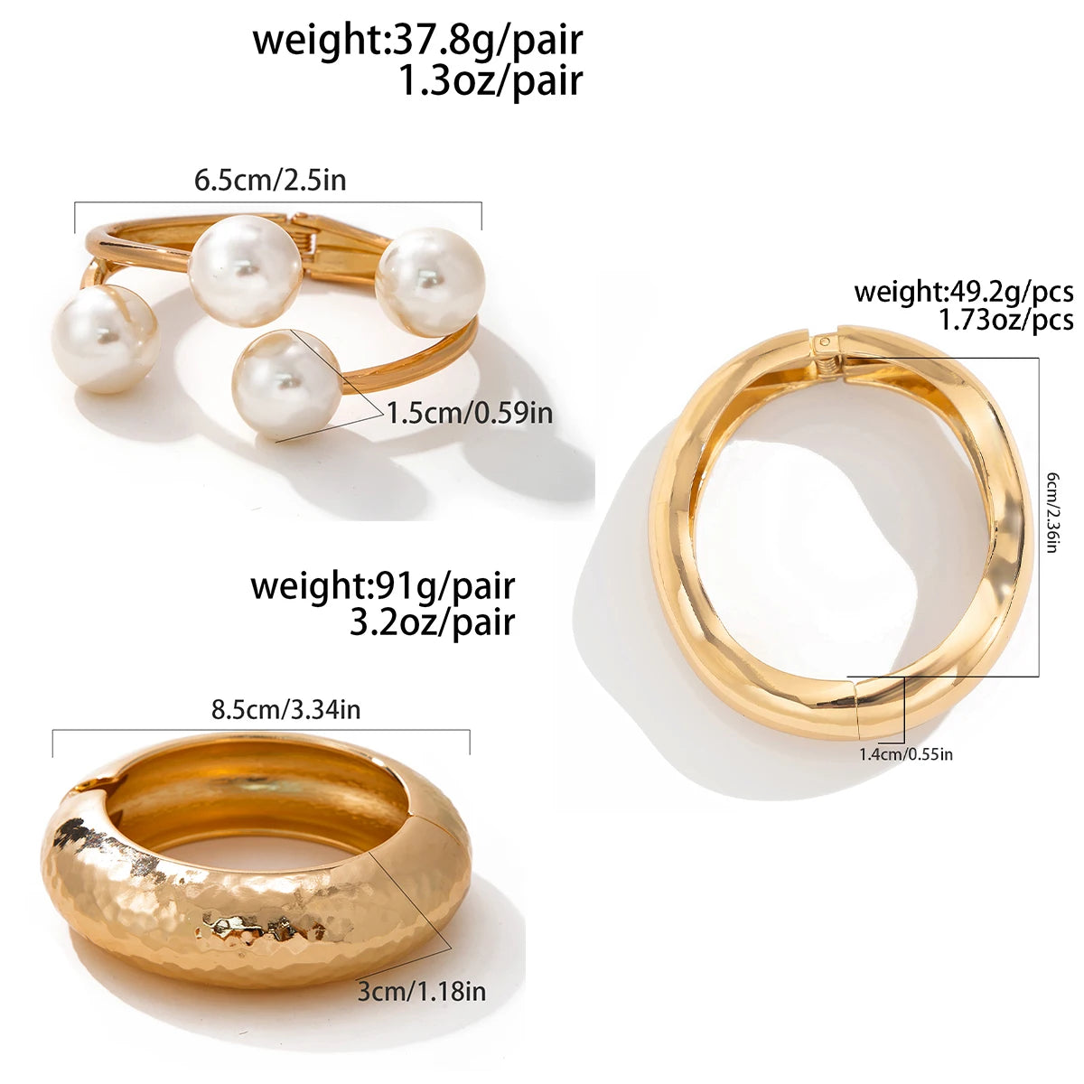 Ingemark 3 Style Creative Big Imitation Pearl Cuff Bracelet Women Trend 2025 Punk Heavy Metal Chunky Spring Bangle Steampunk Men