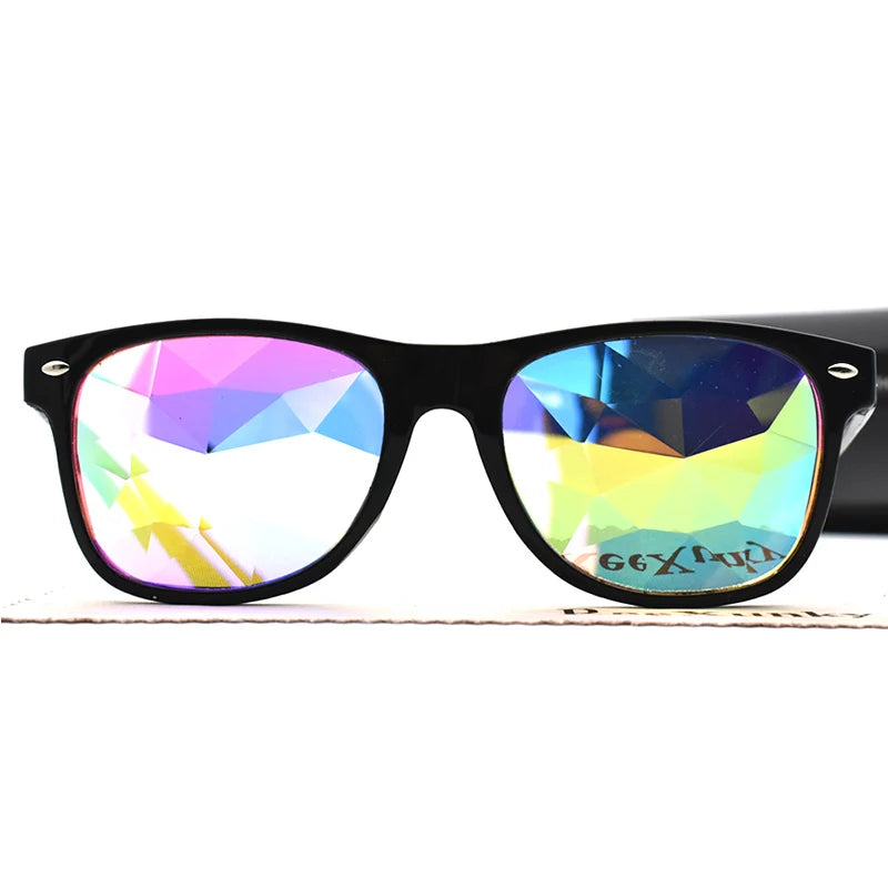 Trendy Square Party Sunglasses Women Men Fashion EDM Light Diffraction Futuristic Rave Festival Sun Glasses Psychedelic Prism