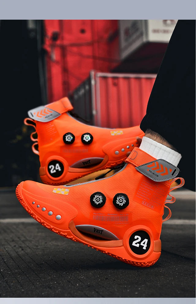 New basketball shoes male high top students wear-resistant outdoor concrete actual combat flying woven breathable combat boots